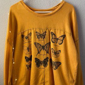 Yellow Butterfly Pullover Sweater